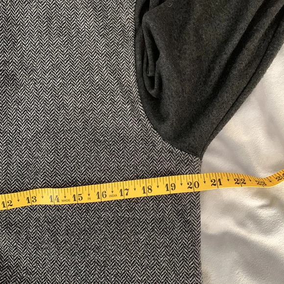 TED BAKER size 3 gray charcoal mens full zip herringbone cardigan mock neck - Picture 6 of 9